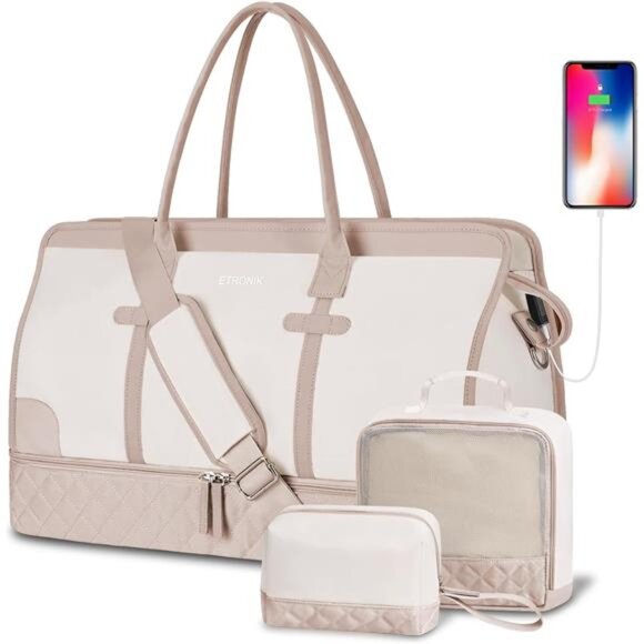 Weekender Overnight Bag for Women Khaki Beige